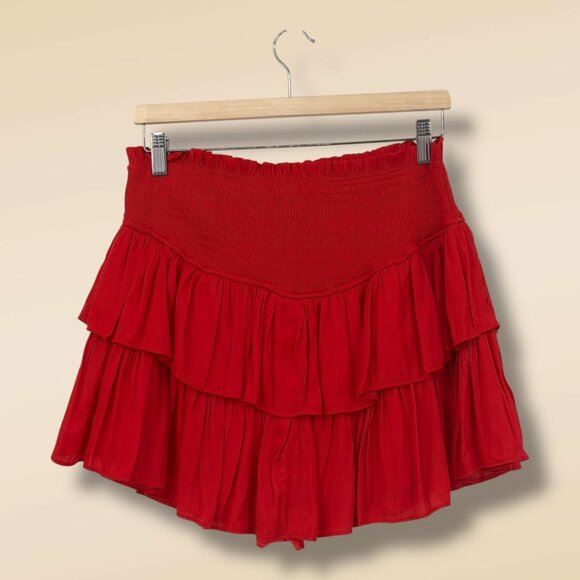 NWT Mustard Seeds Ruby Red Tiered Skirt Size L - Picture 4 of 4